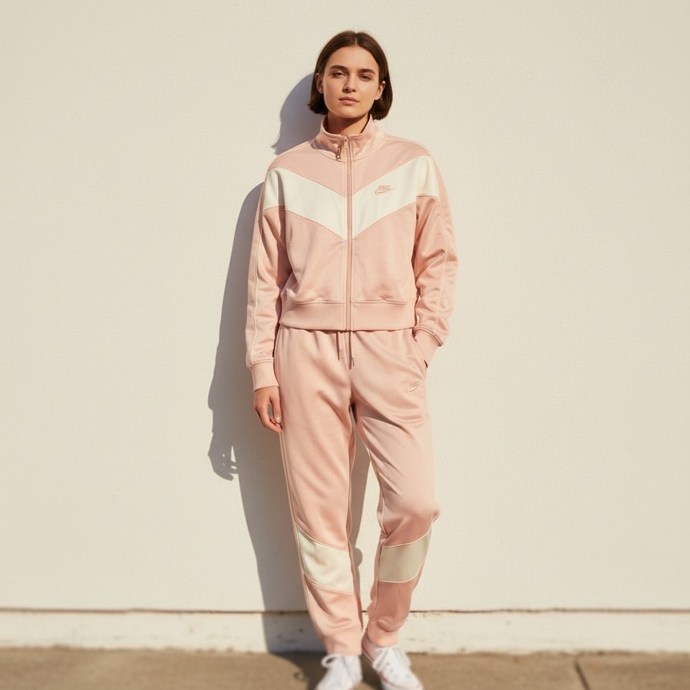 Nike Pink and White Track Pants